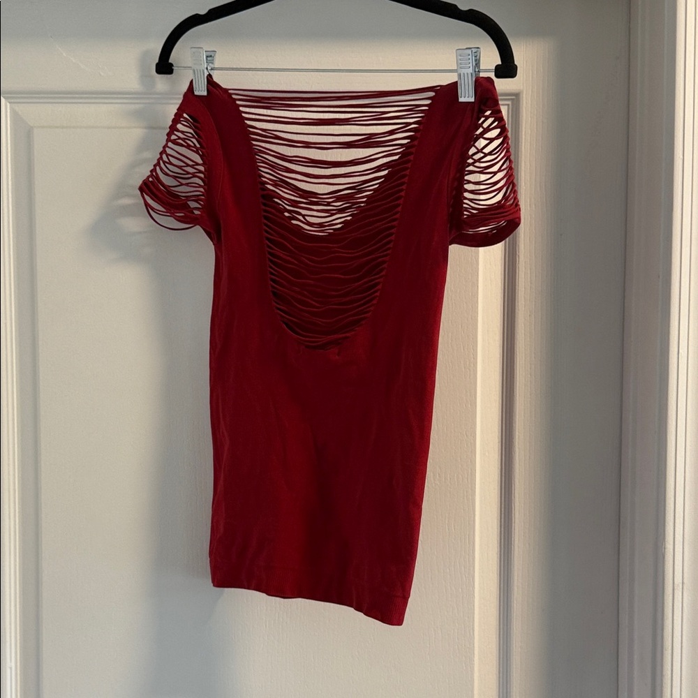 bebe Red Cutout Top